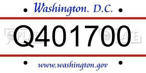 Q401700 District Of Columbia License Plate