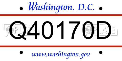 Q40170D District Of Columbia License Plate