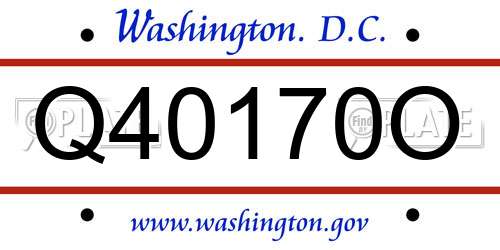 Q40170O District Of Columbia License Plate