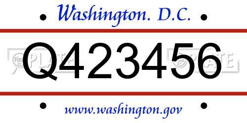 Q423456 District Of Columbia License Plate