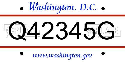 Q42345G District Of Columbia License Plate