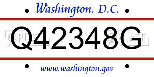 Q42348G District Of Columbia License Plate