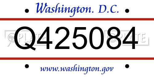 Q425084 District Of Columbia License Plate