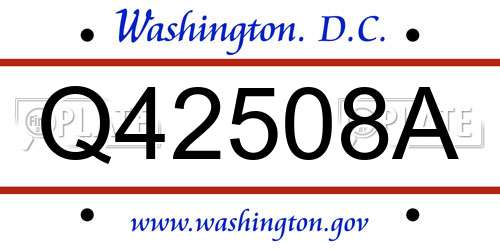 Q42508A District Of Columbia License Plate