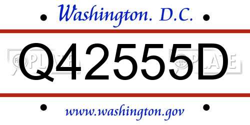 Q42555D District Of Columbia License Plate