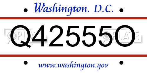 Q42555O District Of Columbia License Plate