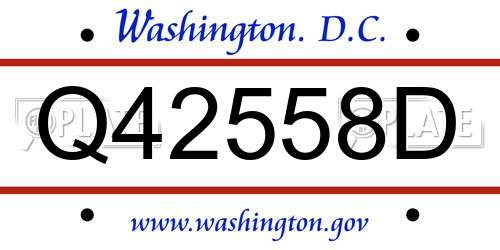 Q42558D District Of Columbia License Plate