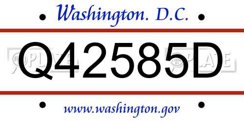 Q42585D District Of Columbia License Plate
