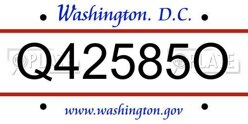 Q42585O District Of Columbia License Plate