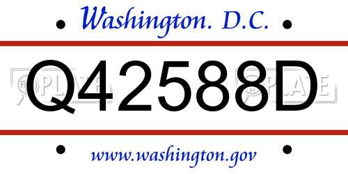 Q42588D District Of Columbia License Plate