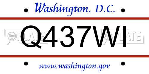 Q437WI District Of Columbia License Plate