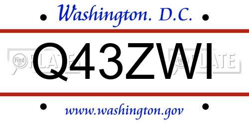 Q43ZWI District Of Columbia License Plate