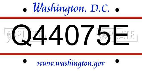 Q44075E District Of Columbia License Plate