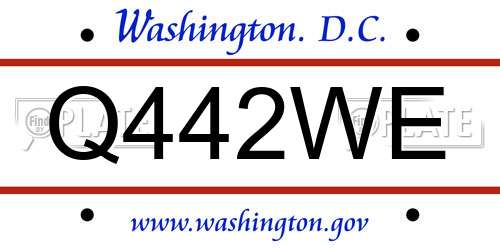 Q442WE District Of Columbia License Plate