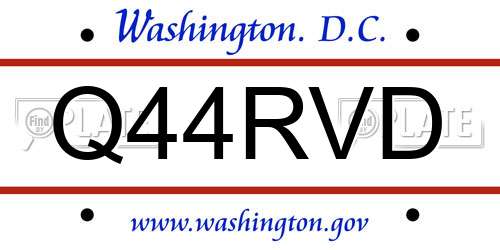 Q44RVD District Of Columbia License Plate