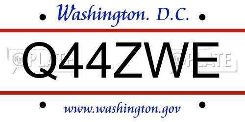 Q44ZWE District Of Columbia License Plate