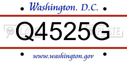 Q4525G District Of Columbia License Plate