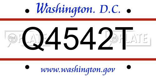 Q4542T District Of Columbia License Plate