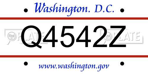 Q4542Z District Of Columbia License Plate
