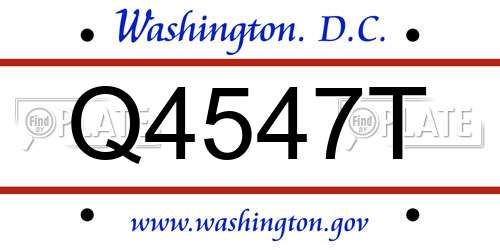 Q4547T District Of Columbia License Plate