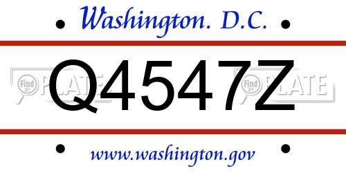 Q4547Z District Of Columbia License Plate