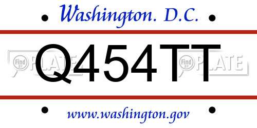 Q454TT District Of Columbia License Plate