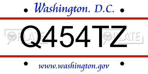 Q454TZ District Of Columbia License Plate