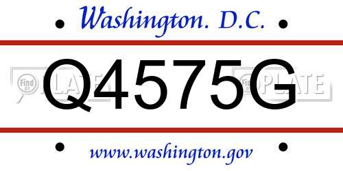 Q4575G District Of Columbia License Plate