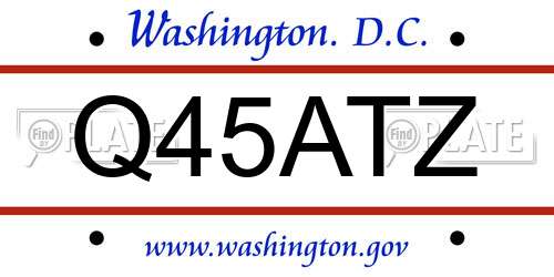 Q45ATZ District Of Columbia License Plate