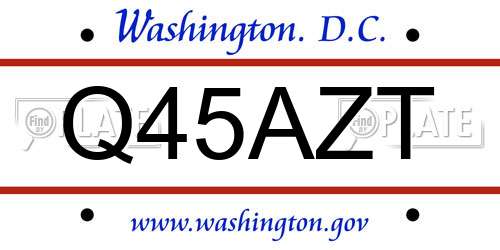 Q45AZT District Of Columbia License Plate