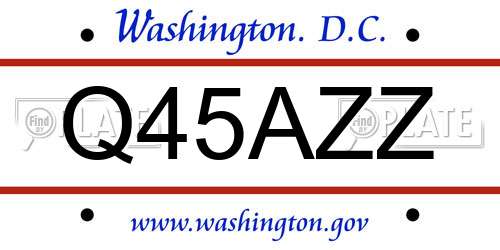 Q45AZZ District Of Columbia License Plate
