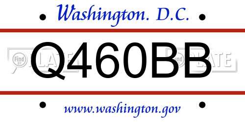 Q460BB District Of Columbia License Plate