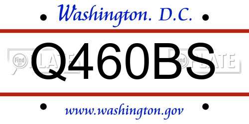 Q460BS District Of Columbia License Plate