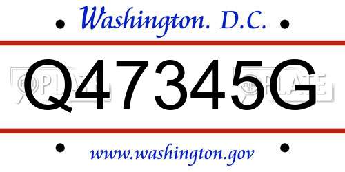 Q47345G District Of Columbia License Plate