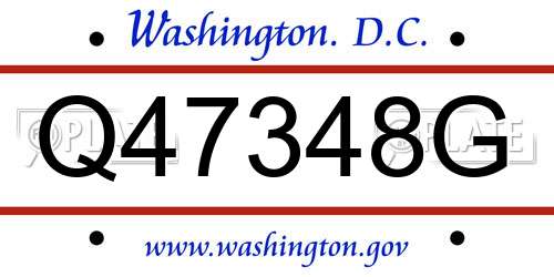 Q47348G District Of Columbia License Plate