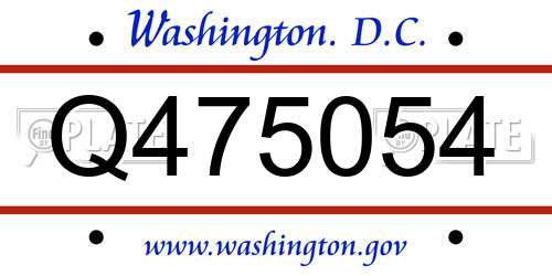 Q475054 District Of Columbia License Plate