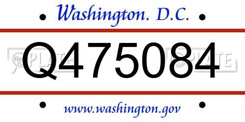 Q475084 District Of Columbia License Plate