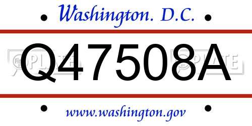 Q47508A District Of Columbia License Plate