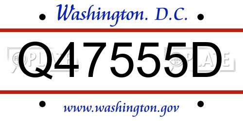 Q47555D District Of Columbia License Plate
