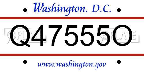 Q47555O District Of Columbia License Plate
