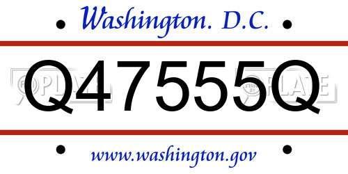 Q47555Q District Of Columbia License Plate