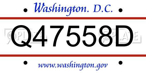 Q47558D District Of Columbia License Plate