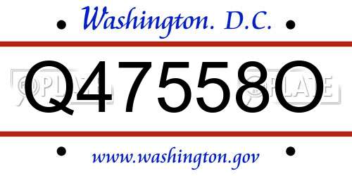 Q47558O District Of Columbia License Plate