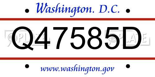 Q47585D District Of Columbia License Plate