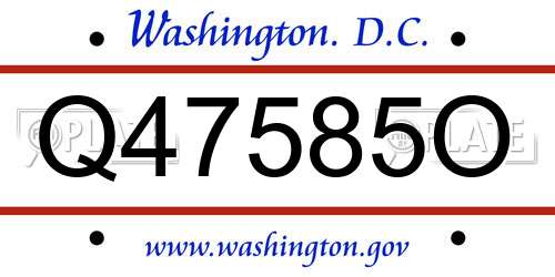 Q47585O District Of Columbia License Plate