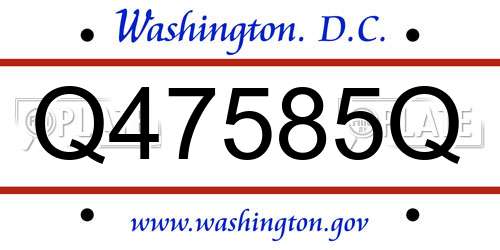 Q47585Q District Of Columbia License Plate