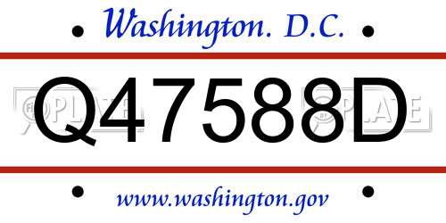 Q47588D District Of Columbia License Plate