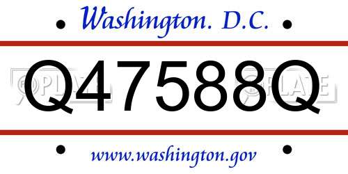 Q47588Q District Of Columbia License Plate