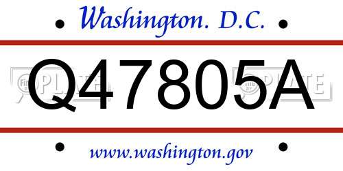 Q47805A District Of Columbia License Plate