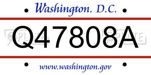 Q47808A District Of Columbia License Plate
